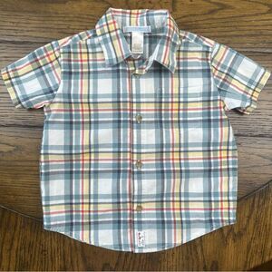 Janie and Jack Plaid Button Down Vintage Bicycle